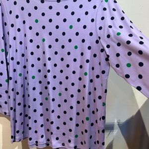 Lilac Polka Dot Long Sleeve Top - Black & Green Dots